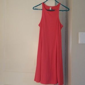 Coral dress.